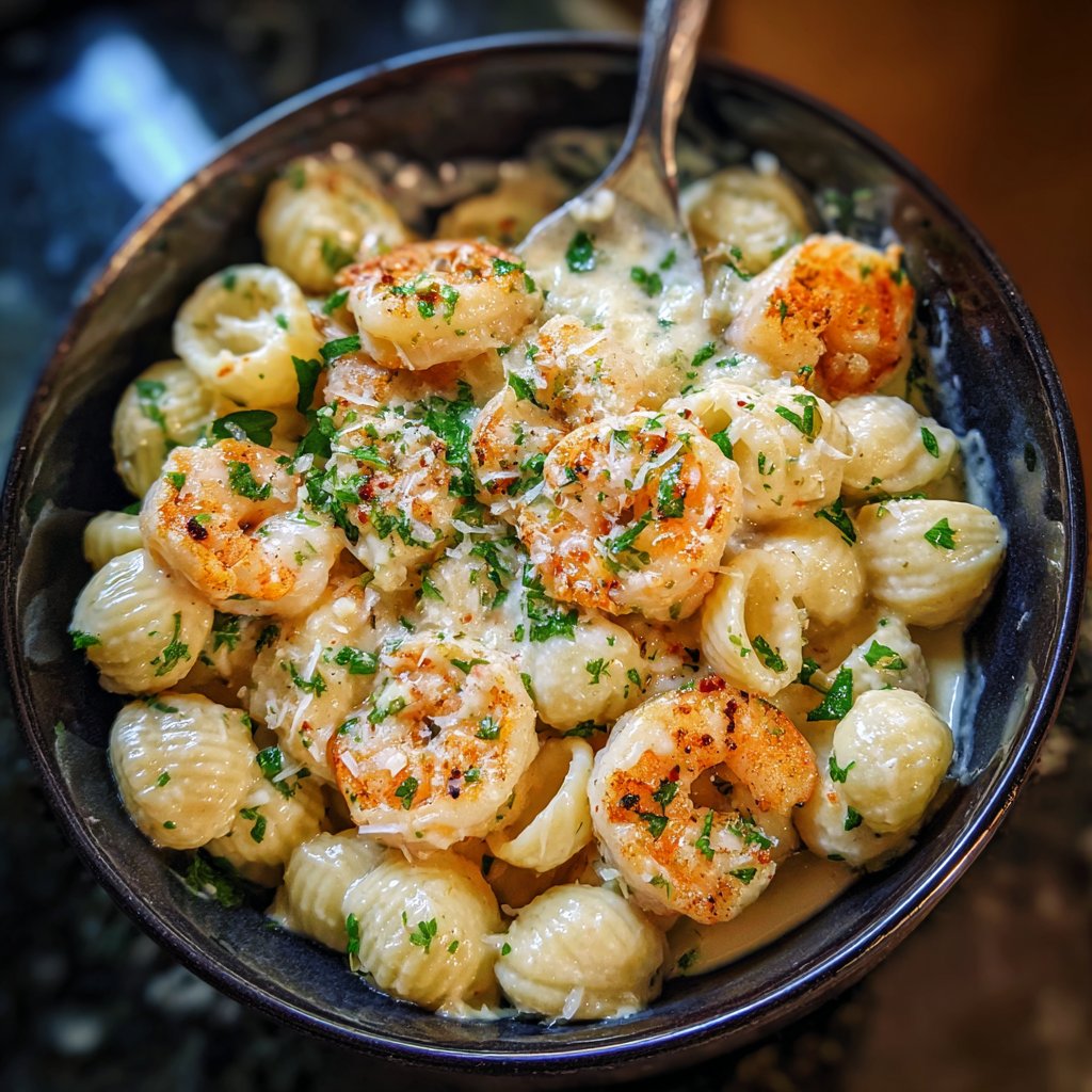 Knoblauchbutter Garnelen und Pasta