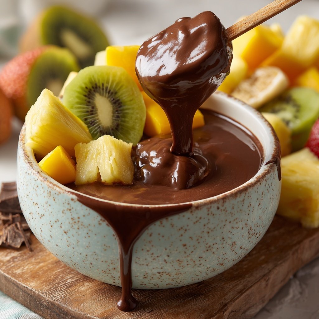 Tropische Frucht Schokoladen Fondue