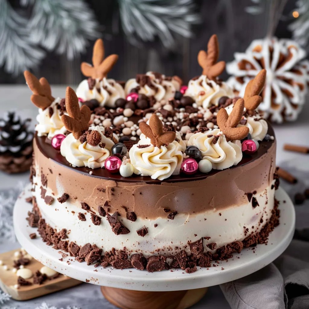 Rentier Torte zu Weihnachten mit Haselnüssen & Nougat
