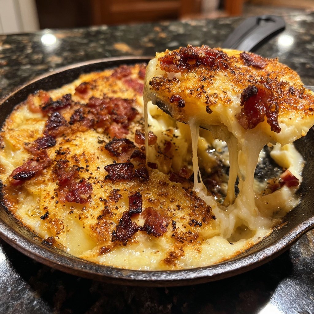 Raclette Pfännchen mit Ei und Speck