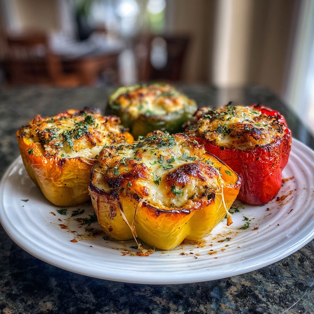 Käse-Hähnchen gefüllte Paprika