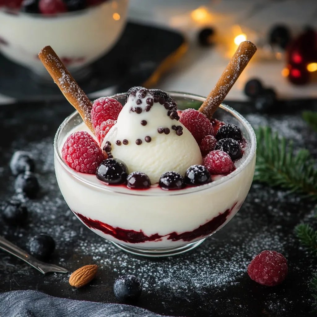 Geschmolzener Schneemann Dessert im Glas