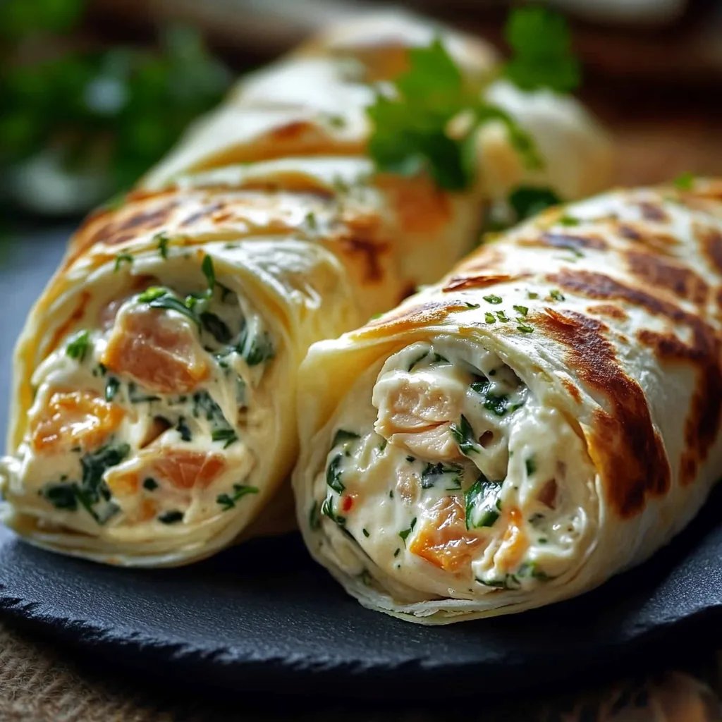 Schnelle Käse-Knoblauch-Hähnchen-Wraps