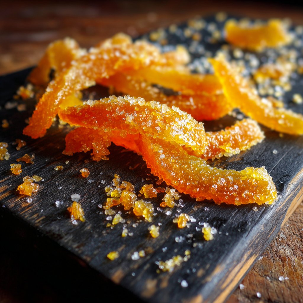 Zuckerglasierte Orangenschalen für Backkits