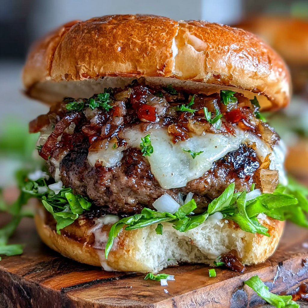 Grill-Hamburger mit Marinierten Zwiebeln