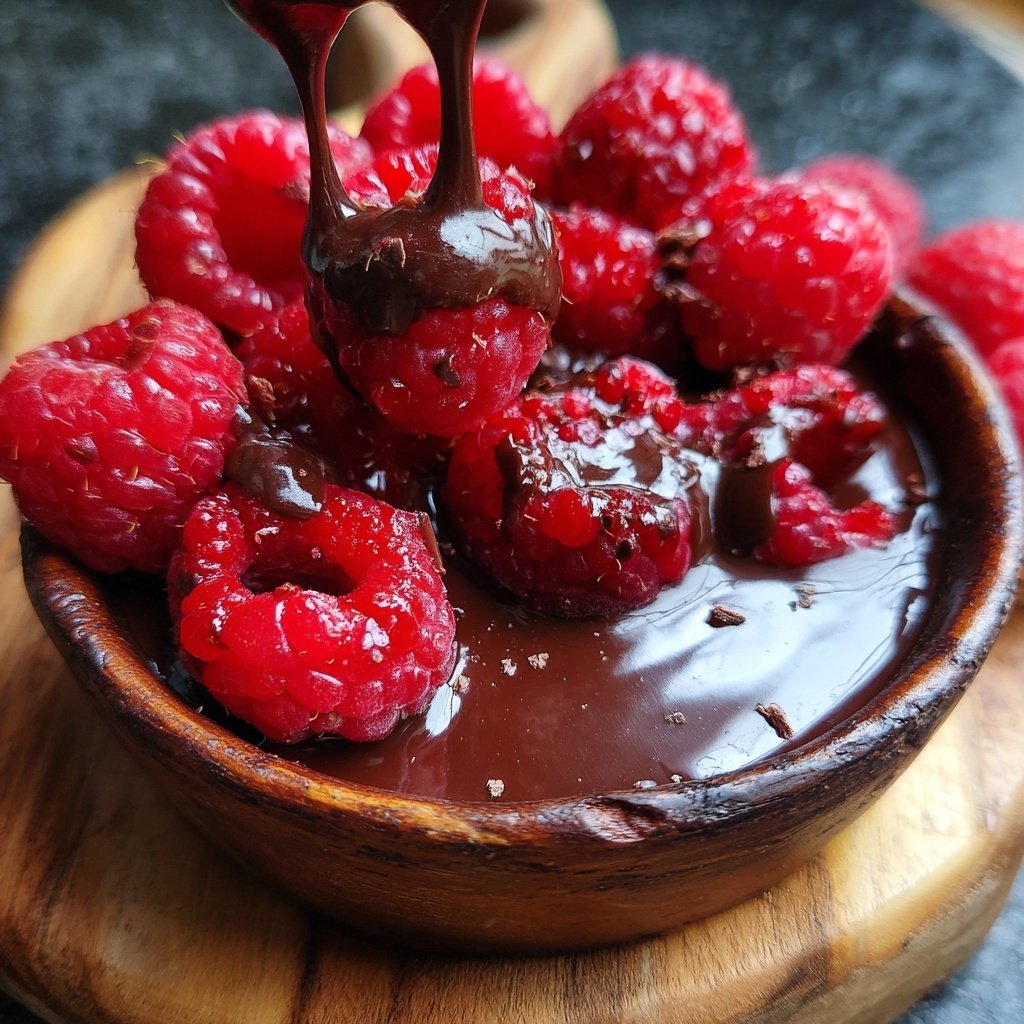 Leidenschaftliches Himbeer Schokoladen Fondue
