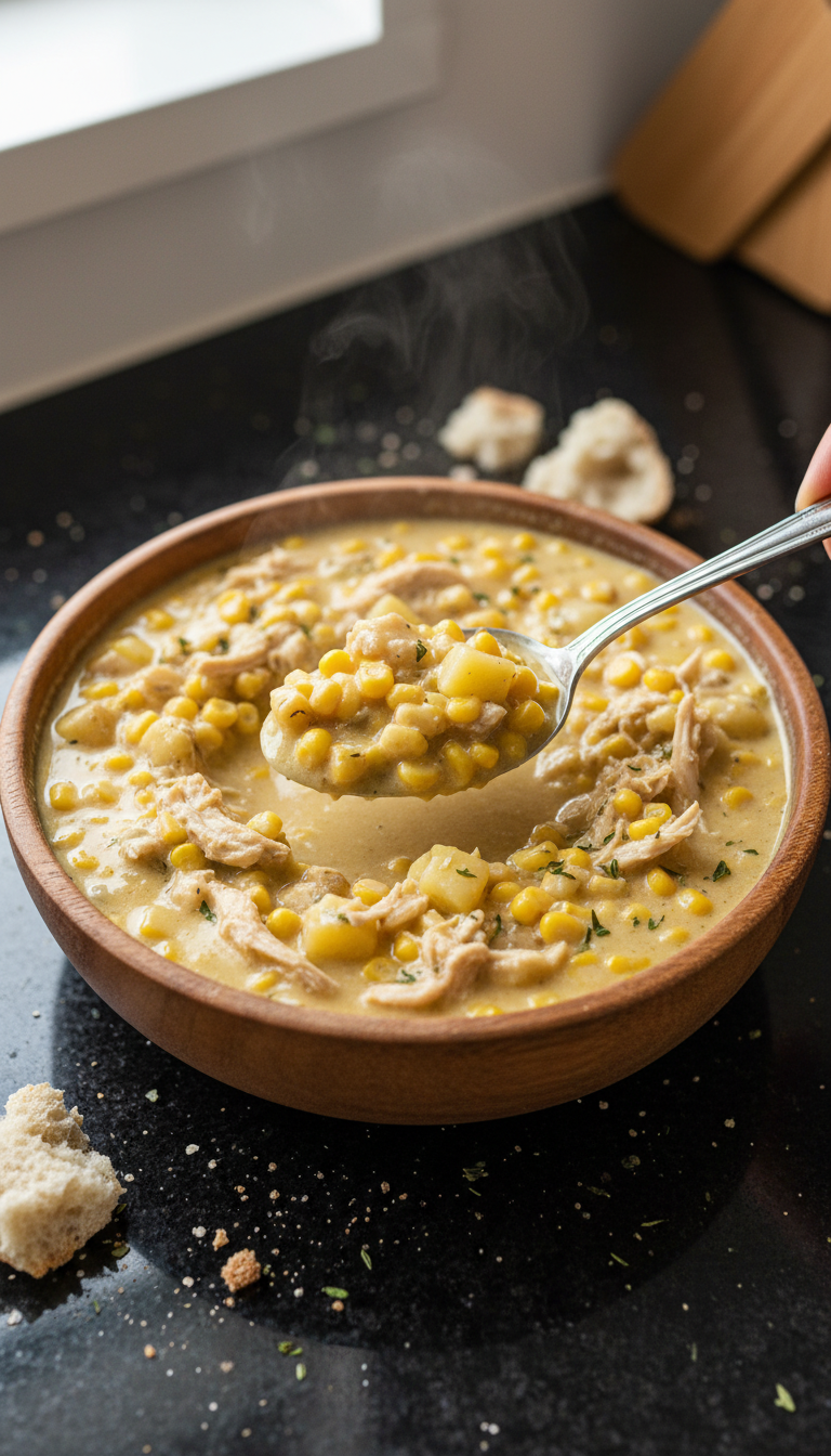Cremige Hähnchen Mais Chowder