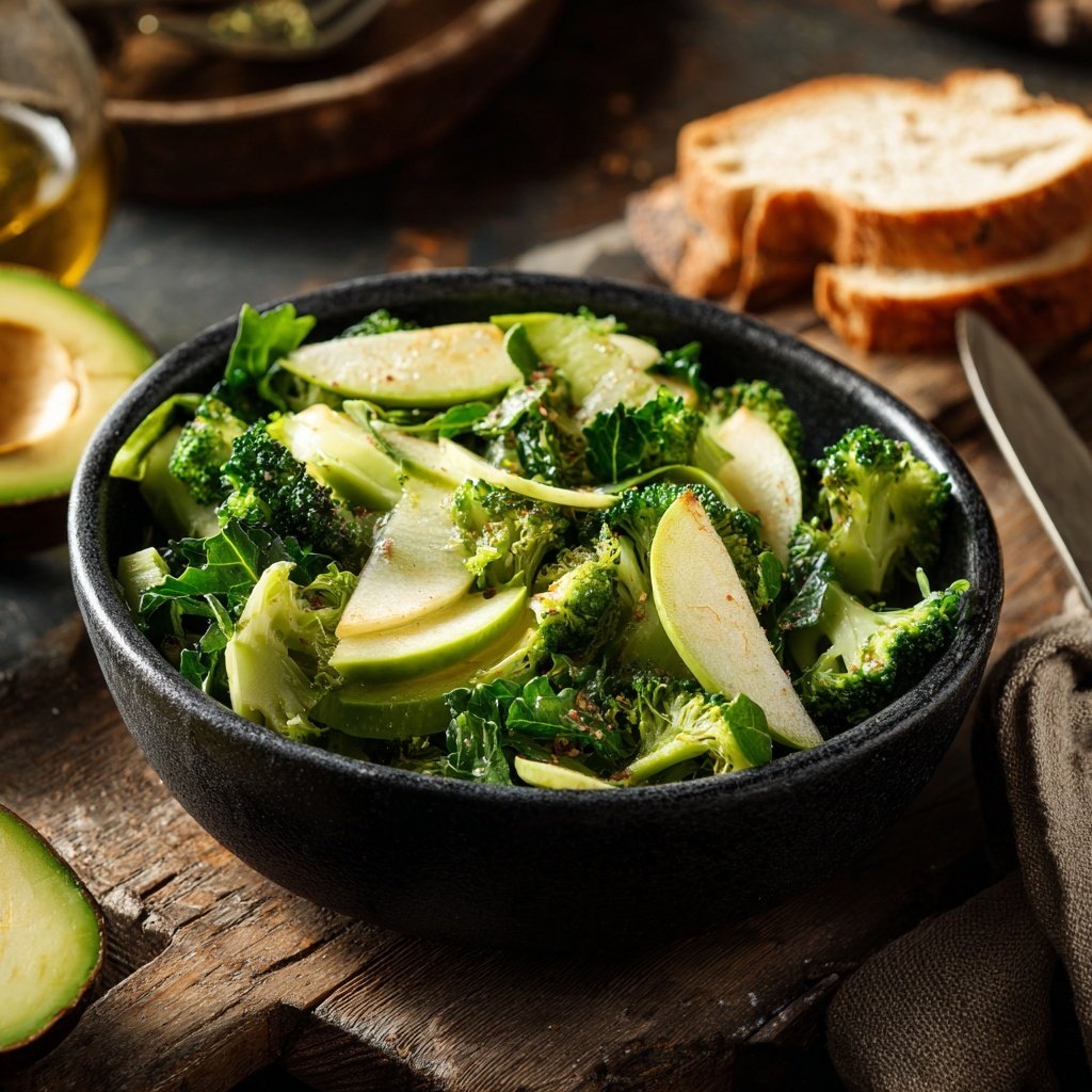 Brokkolisalat mit Äpfeln und Avocado