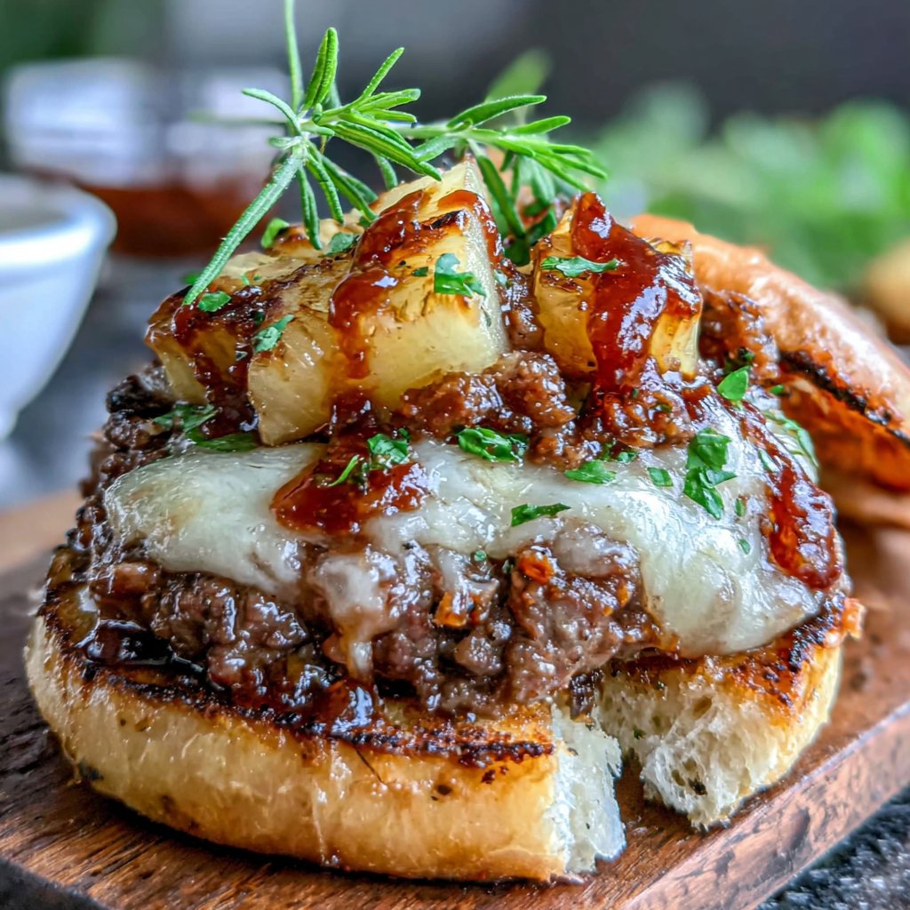 BBQ-Hamburger mit Ananas