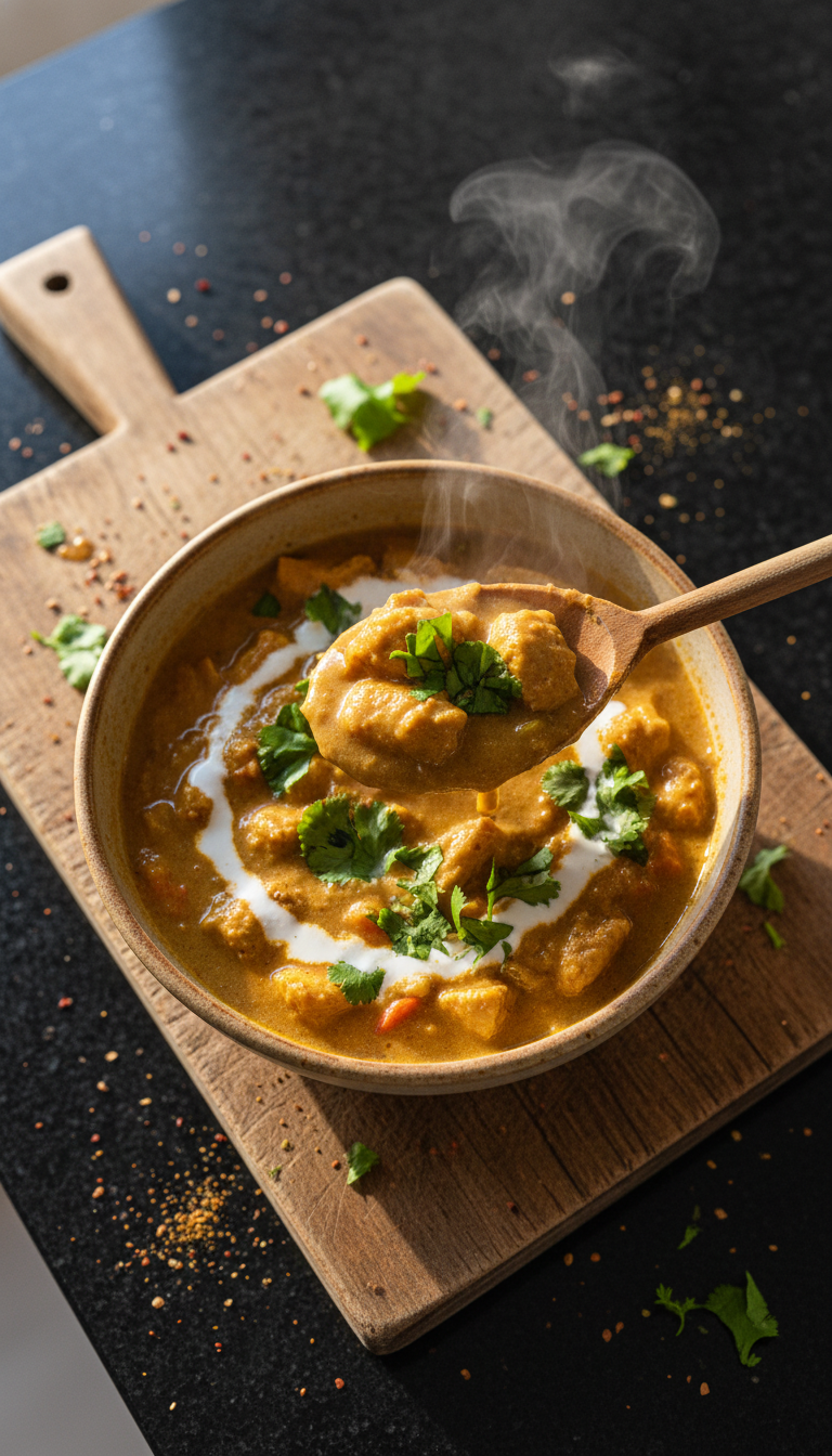 Curry Gewürzte Hähnchen Suppe