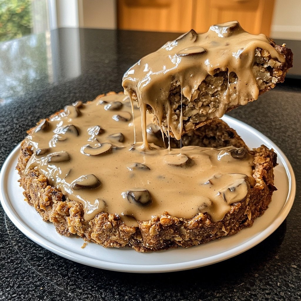 Vegetarischer Nussbraten mit Pilzrahmsauce