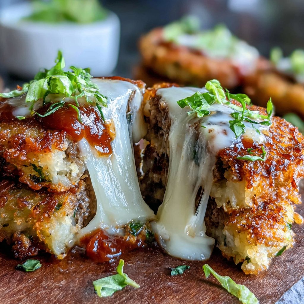 Zucchini-Puffer mit Hamburger-Füllung