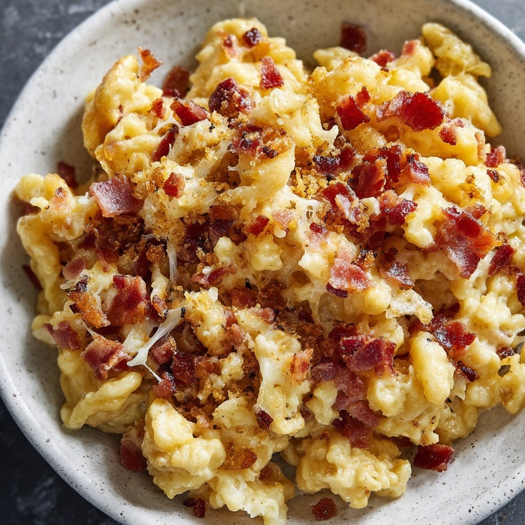 Käsespätzle mit Speck und Zwiebeln