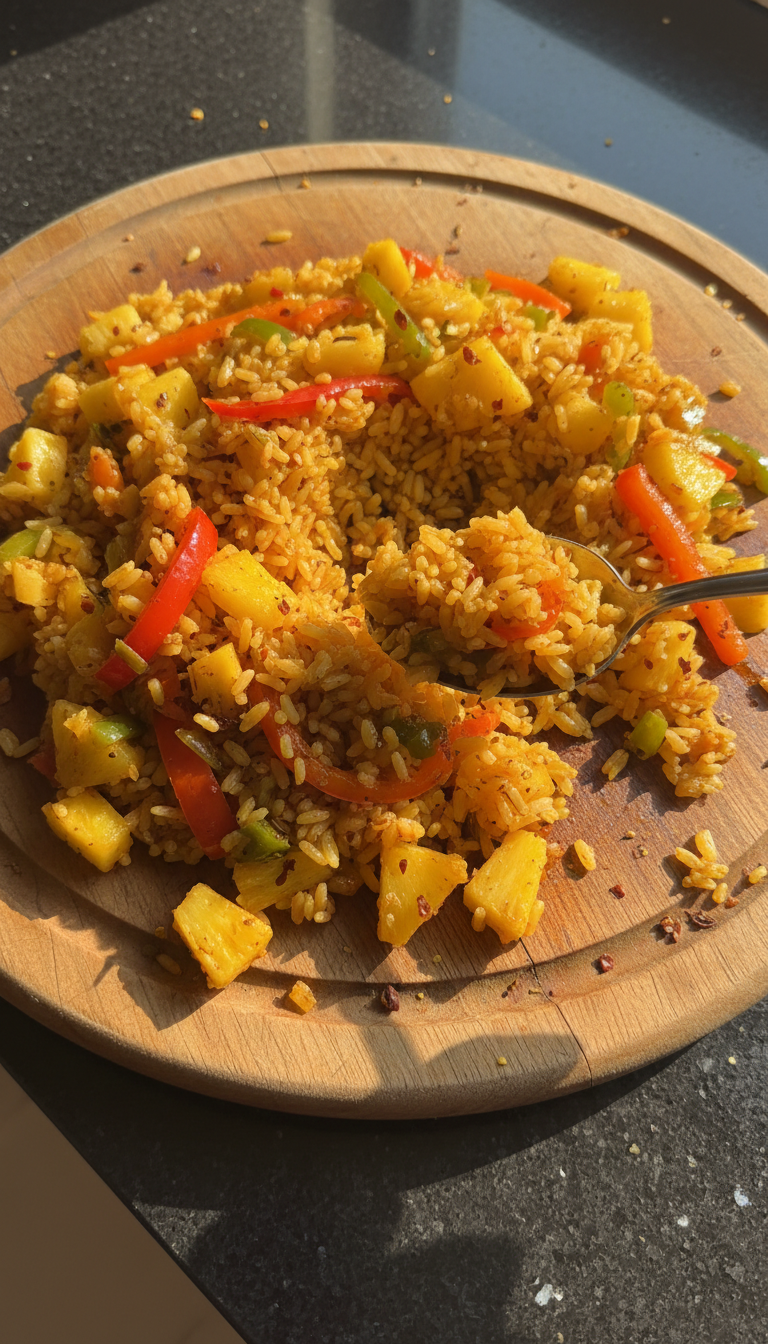 Würzige Ananas Reis Pfanne
