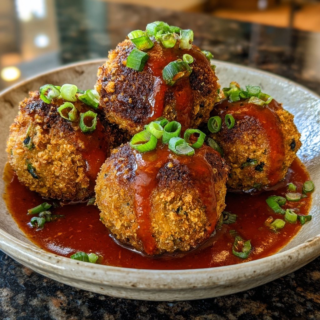 Buffalo Hähnchen Fleischballen mit Sauce