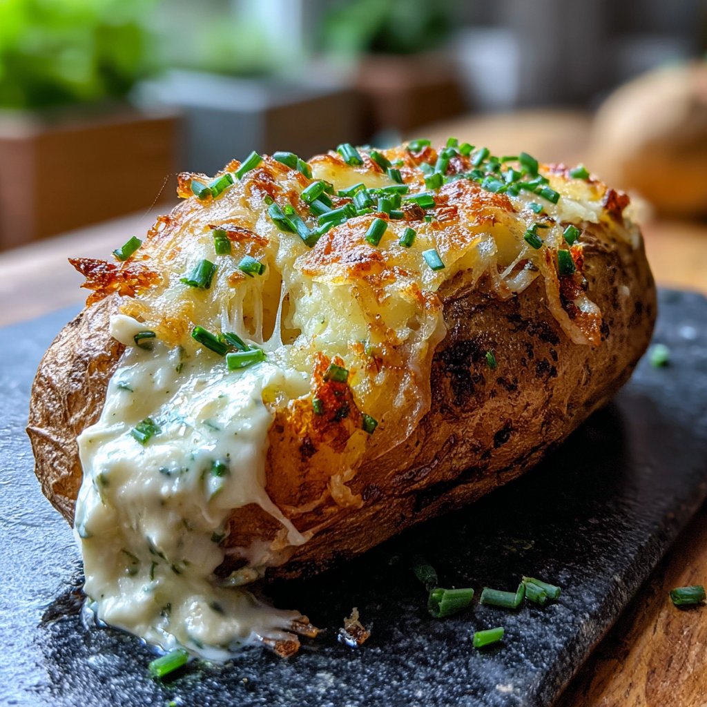 Gefüllter Ofenkartoffel Hüttenkäse Dip