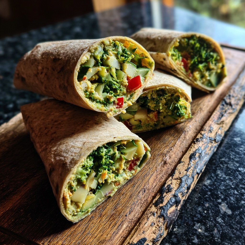 Brokkoli-Äpfel-Wraps mit Hummus