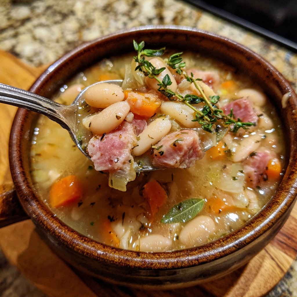 Schinken-Bohnen-Suppe mit Lorbeer & Thymian