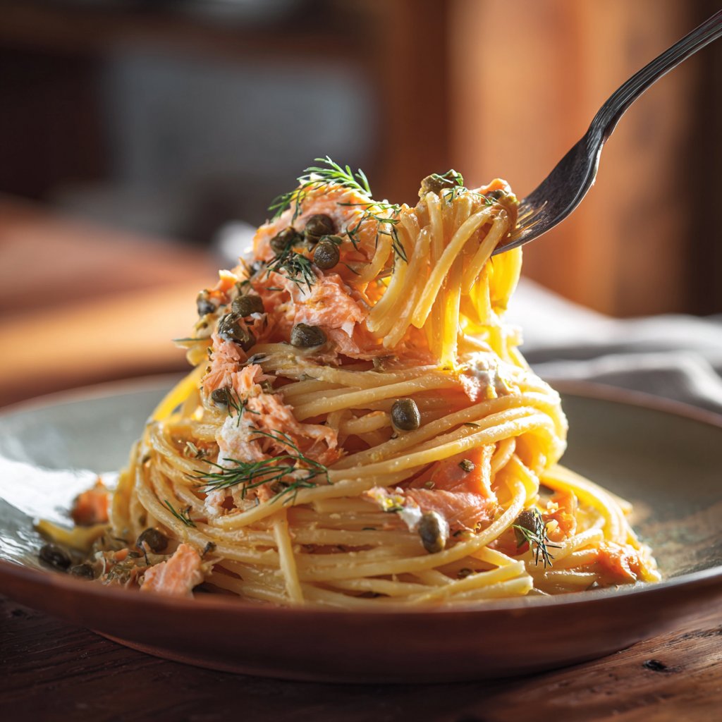 Spaghetti mit Lachs-Creme-Sauce